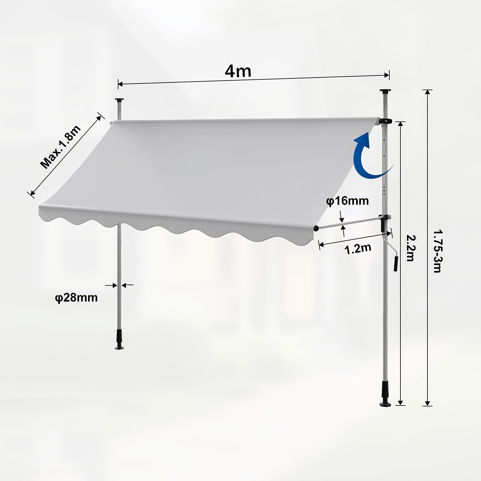 Tenda da sole, regolabile per giardino e balcone – vista dettagliata 5