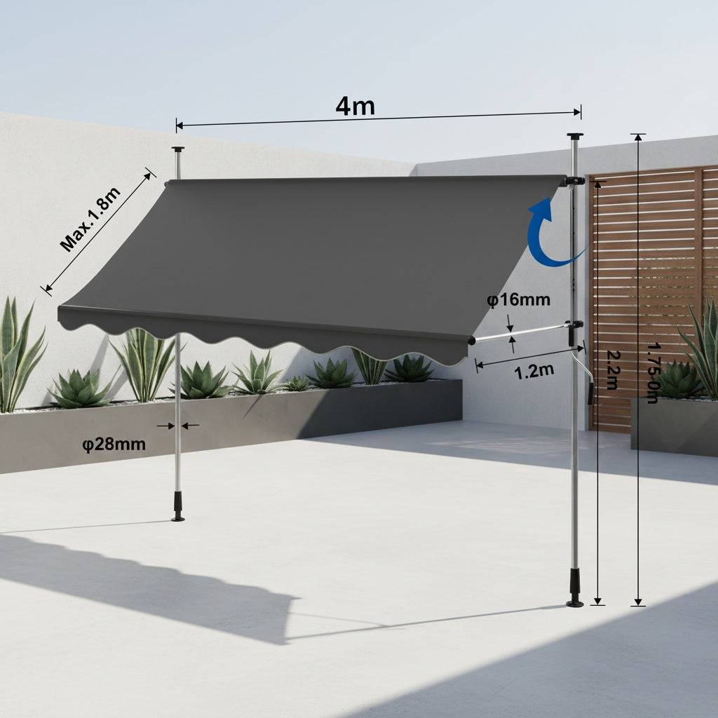 Tenda da sole, regolabile per giardino e balcone – vista dettagliata 10