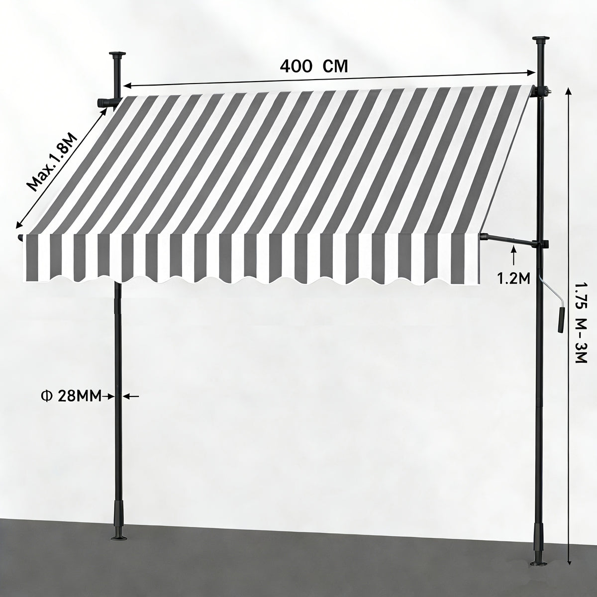 Tenda da sole, regolabile per giardino e balcone – vista dettagliata 11