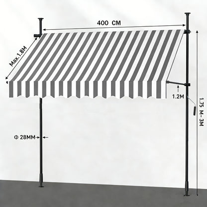 Tenda da sole, regolabile per giardino e balcone – vista dettagliata 11