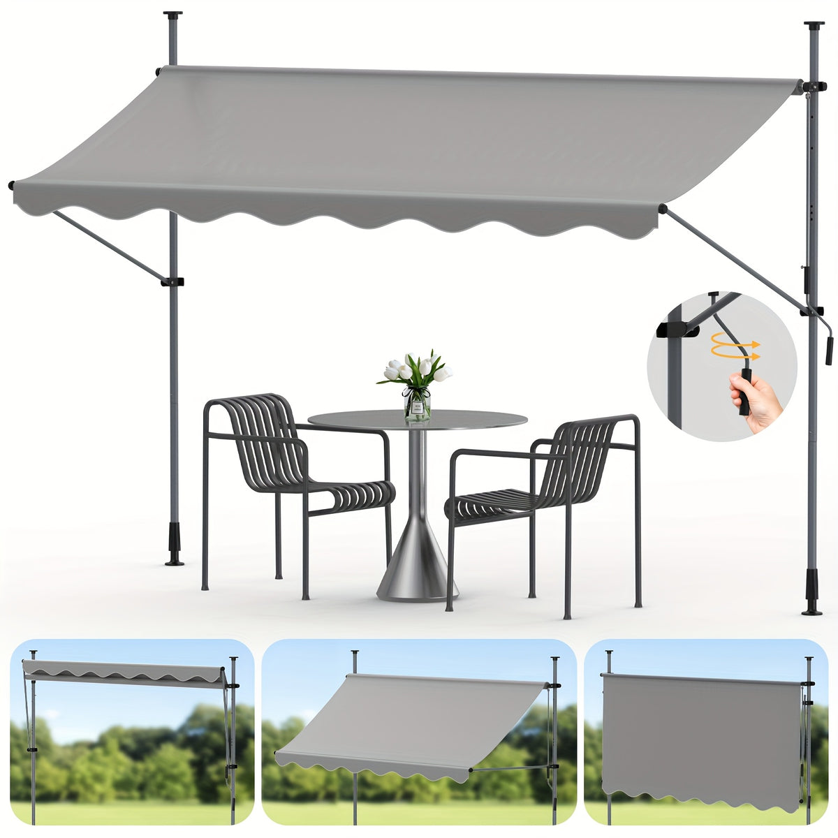 Tenda da sole, regolabile per giardino e balcone – vista dettagliata 12