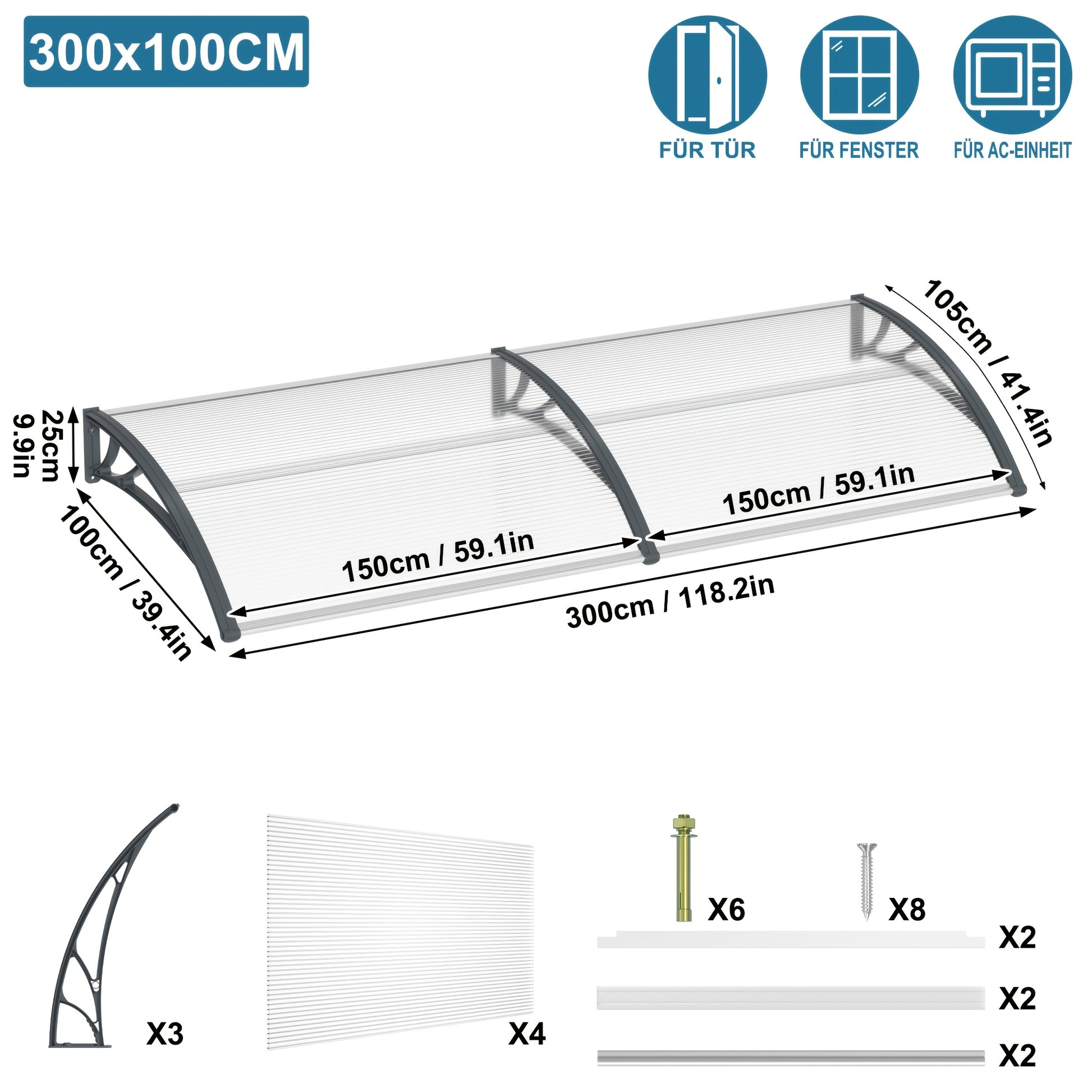 Tenda per Porta d'Ingresso, Dimensioni: 300×100cm per veicolo e viaggio – vista dettagliata 2