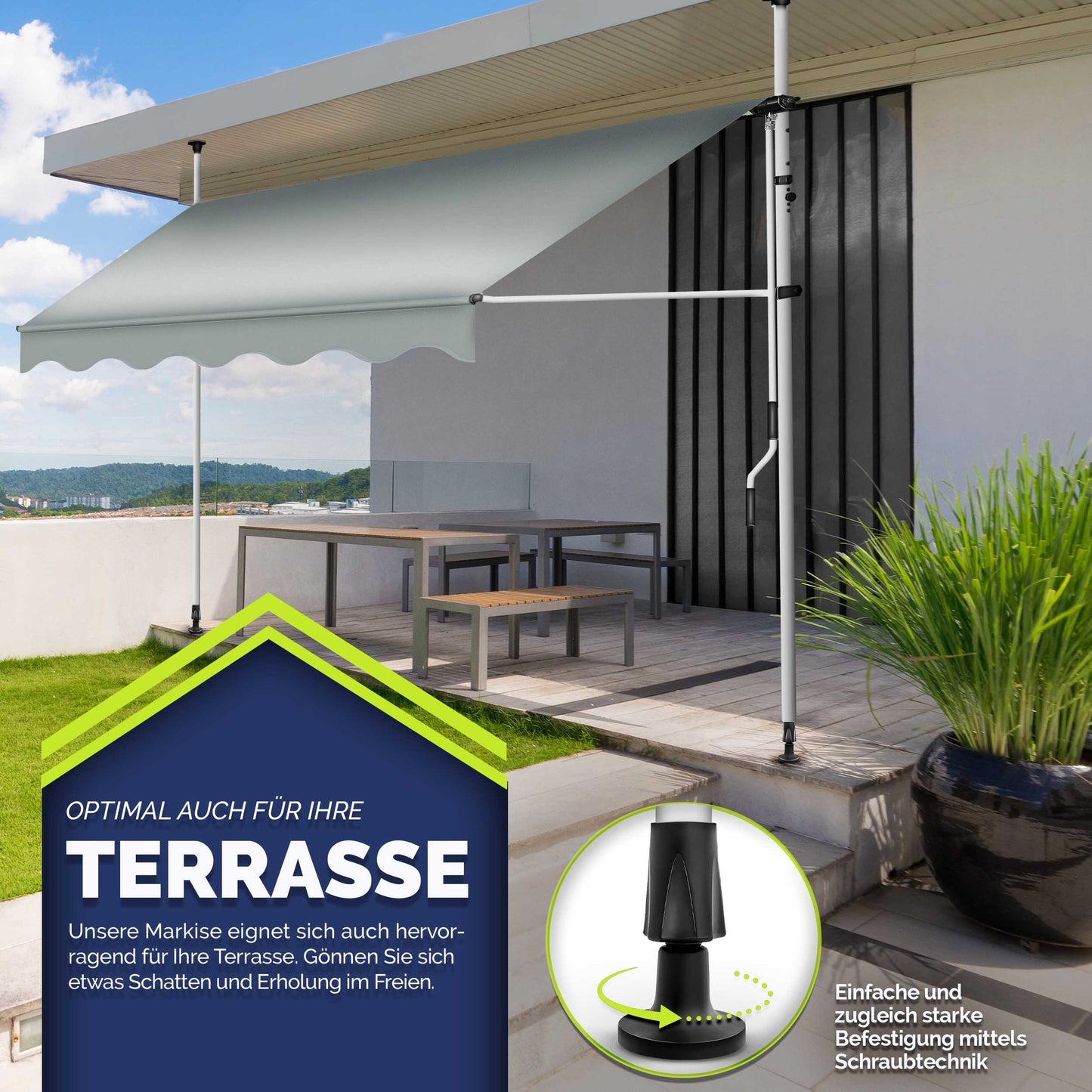 Tendalino retrattile, Giallo / Bianco per giardino – vista dettagliata 3