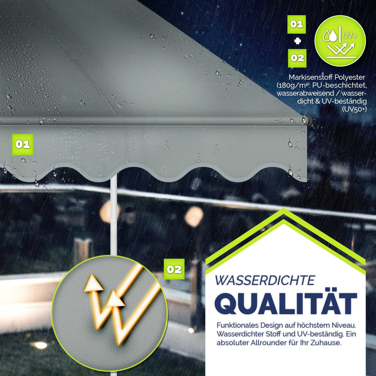 Tendalino retrattile, Giallo / Bianco per giardino – vista dettagliata 5