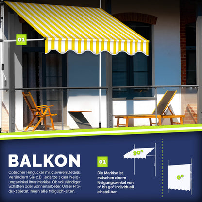 Tendalino retrattile, Giallo / Bianco per giardino – vista dettagliata 10