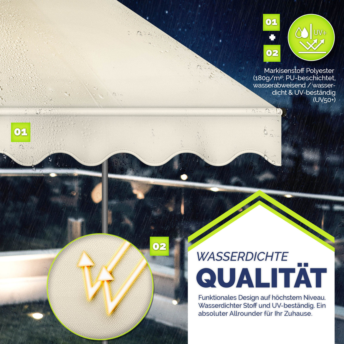 Tendalino retrattile, Giallo / Bianco per giardino – vista dettagliata 32