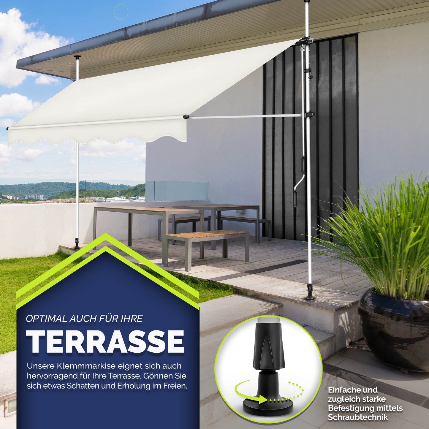Tendalino retrattile, Giallo / Bianco per giardino – vista dettagliata 40