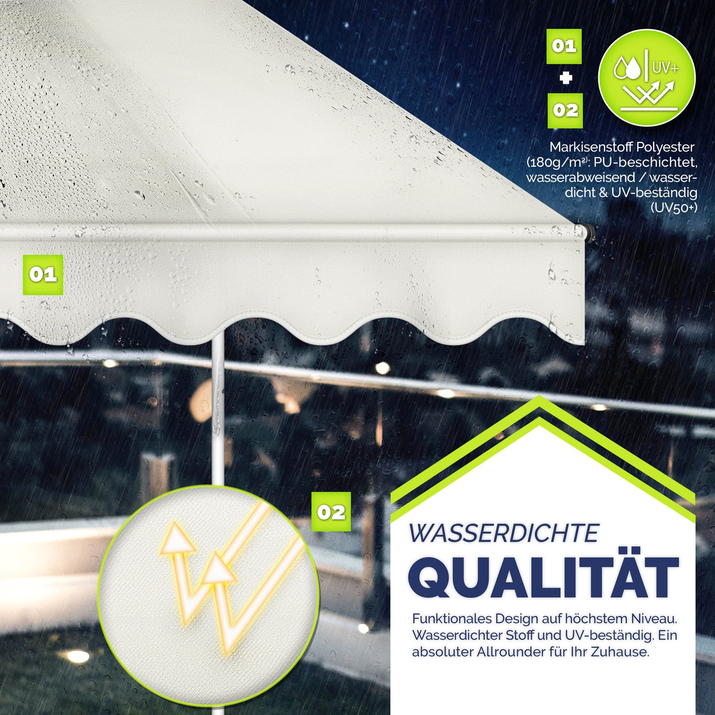 Tendalino retrattile, Giallo / Bianco per giardino – vista dettagliata 42