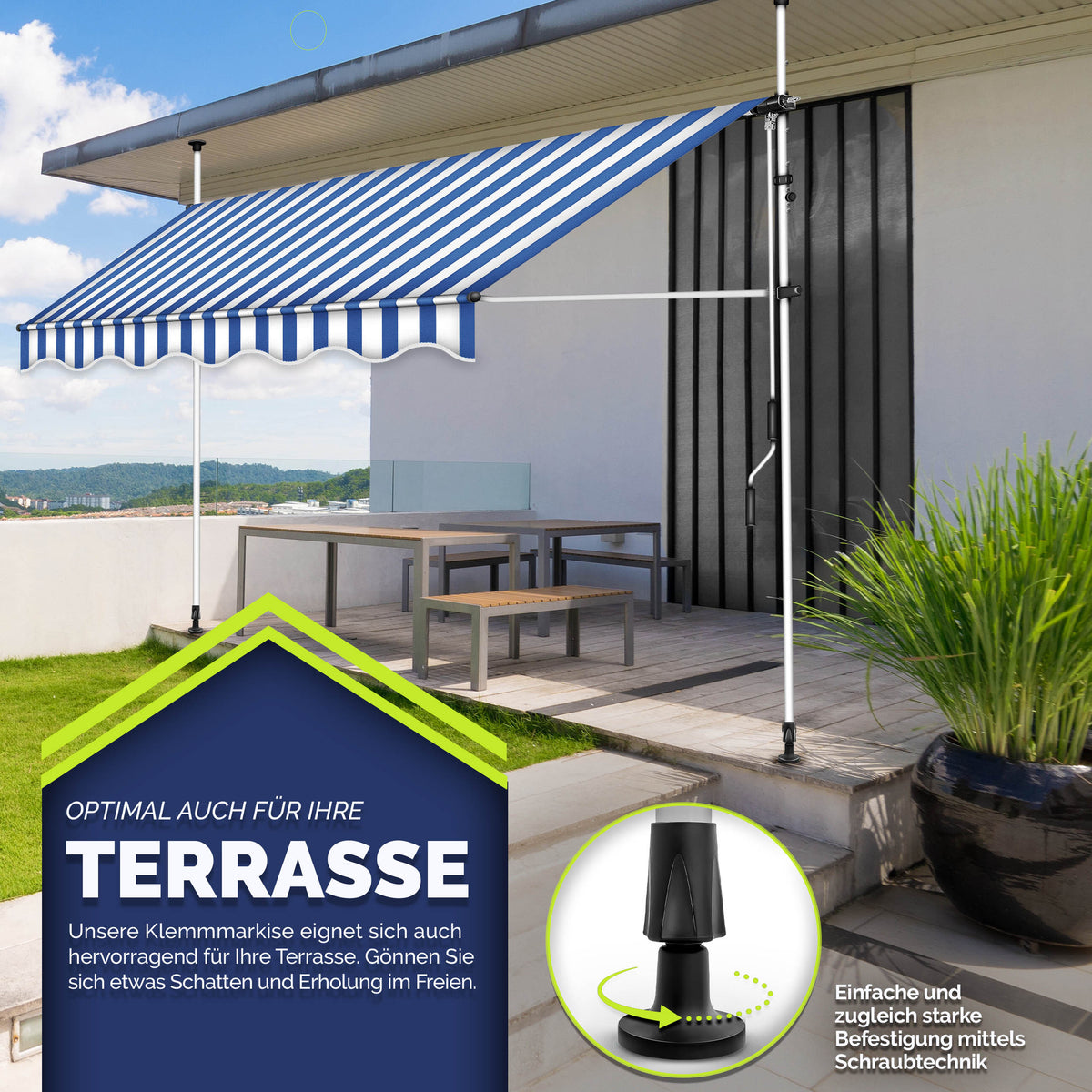Tendalino retrattile, Giallo / Bianco per giardino – vista dettagliata 45