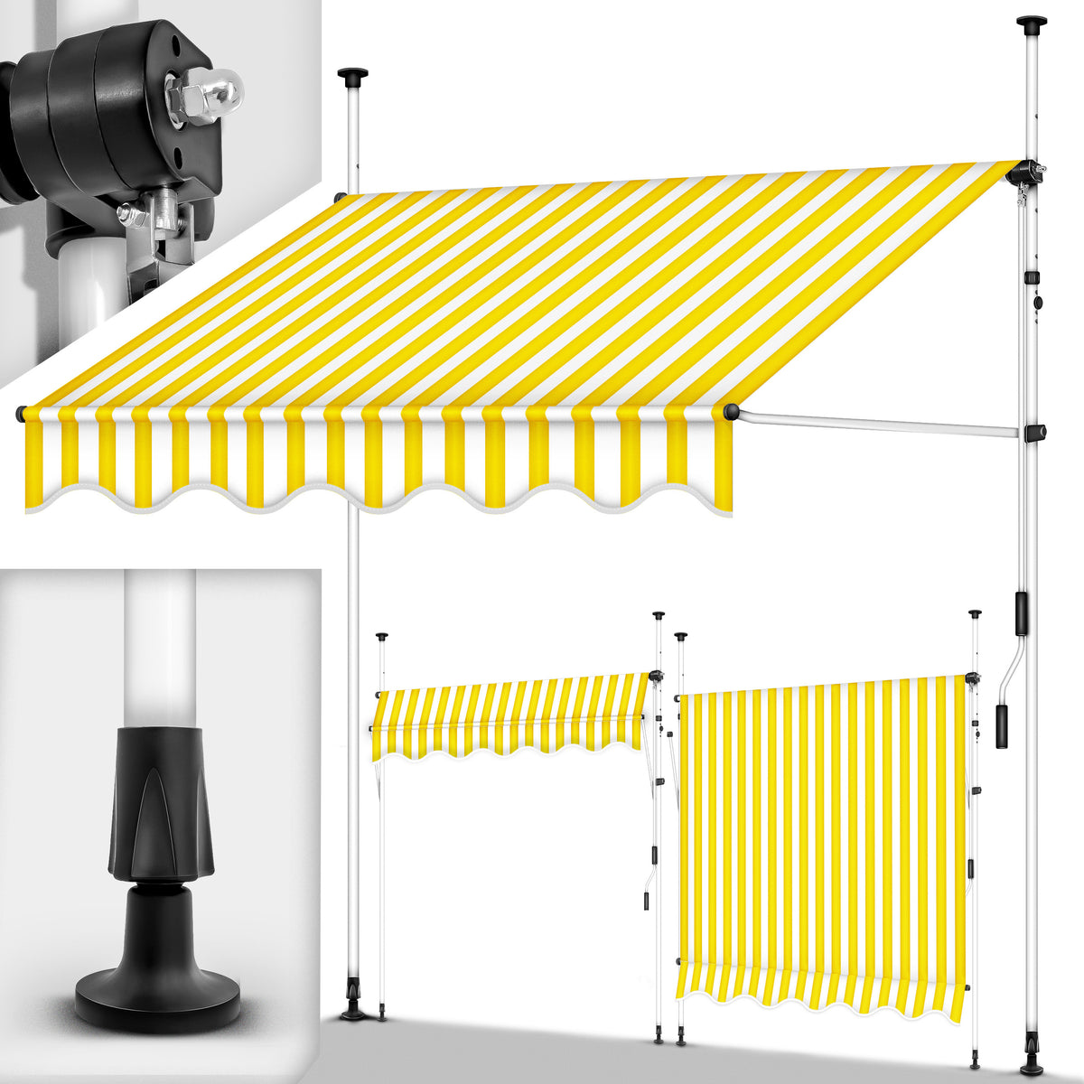 Tendalino retrattile, Giallo / Bianco per giardino – vista dettagliata 50