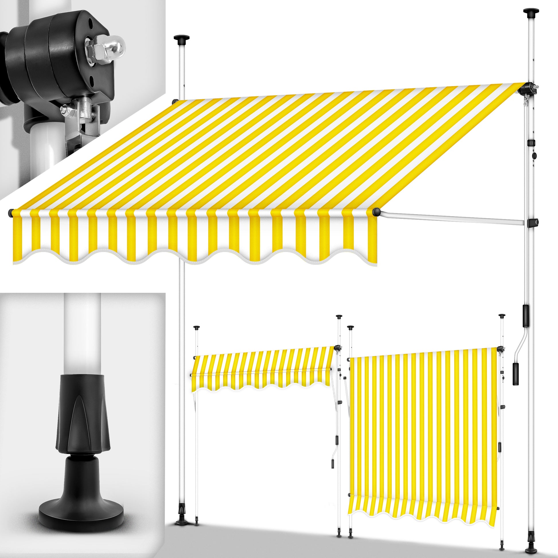 Tendalino retrattile, Giallo / Bianco per giardino – vista dettagliata 50