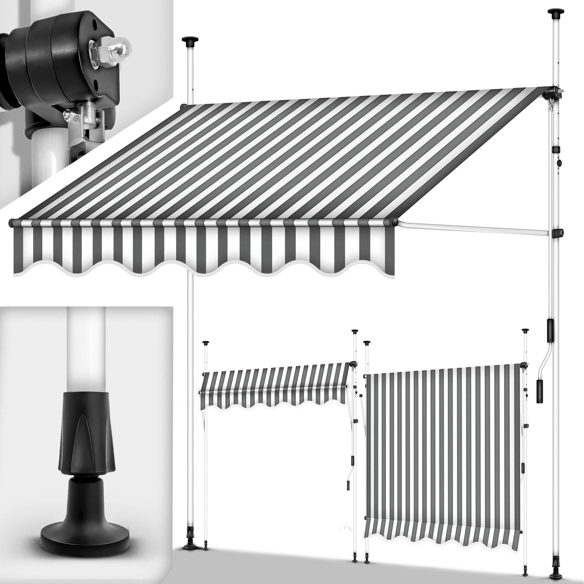 Tendalino retrattile, Giallo / Bianco per giardino – vista dettagliata 51