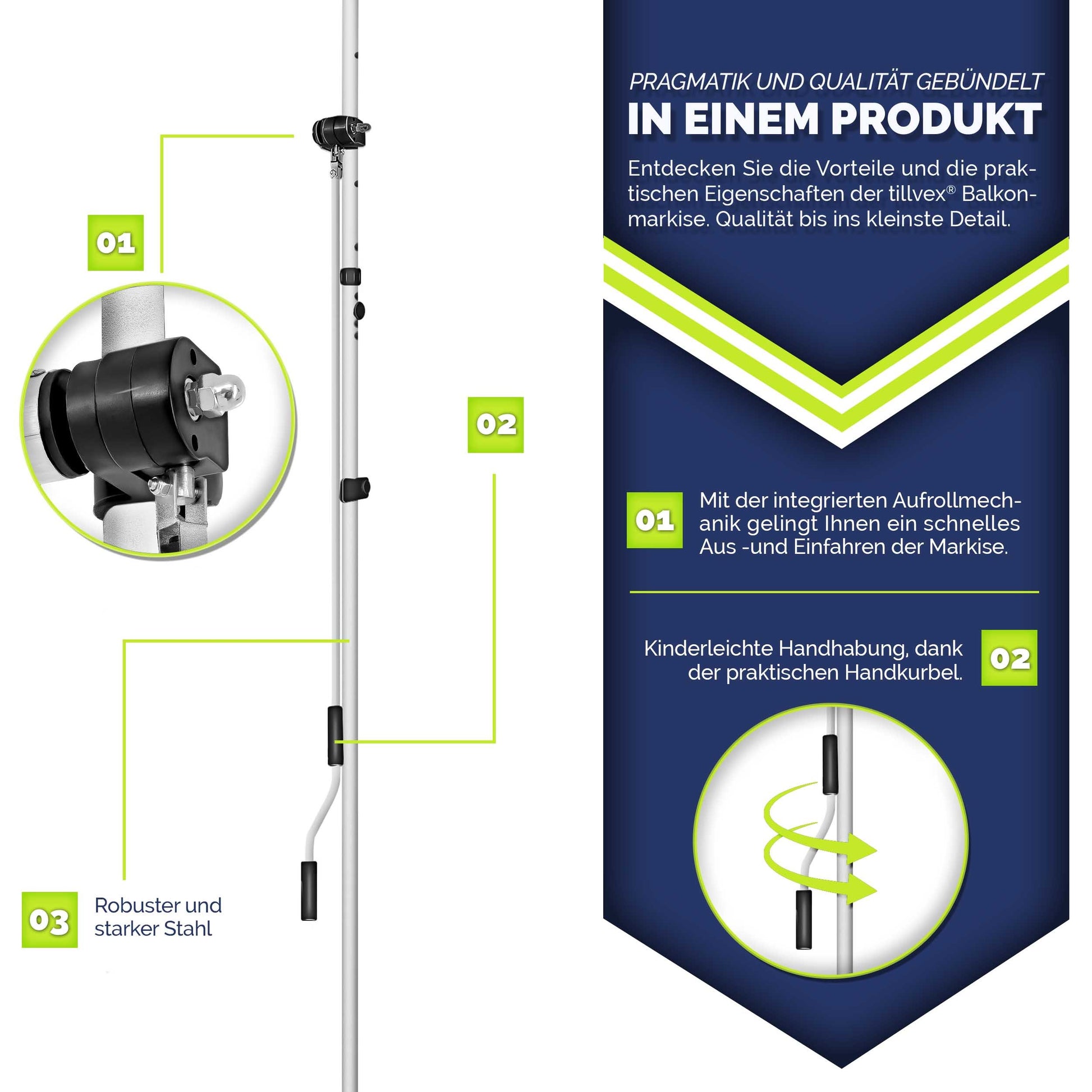 Tendalino retrattile, Grigio chiaro per terrazza e giardino – vista dettagliata 4