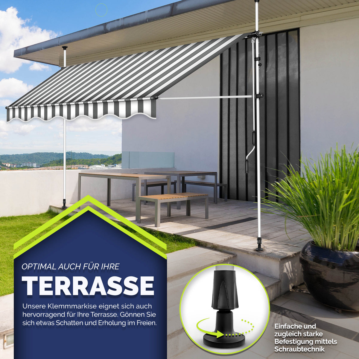 Tendalino retrattile, Grigio chiaro per terrazza e giardino – vista dettagliata 18