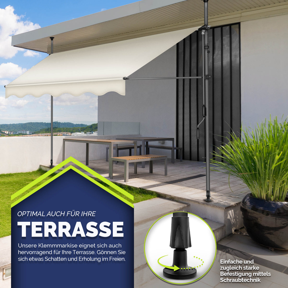 Tendalino retrattile, Grigio chiaro per terrazza e giardino – vista dettagliata 30