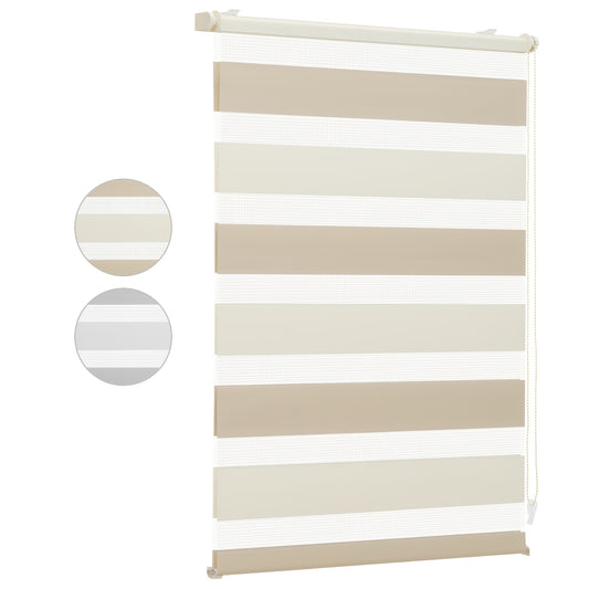 Tende a rullo doppie Sekey, Bianco + Grigio Chiaro per finestre e uso quotidiano – vista principale