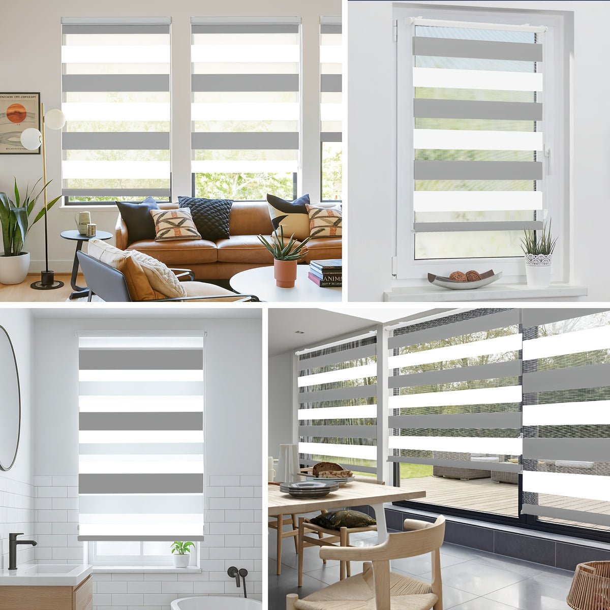 Tende a rullo doppie Sekey, Bianco + Grigio Chiaro per finestre e uso quotidiano – vista dettagliata 10
