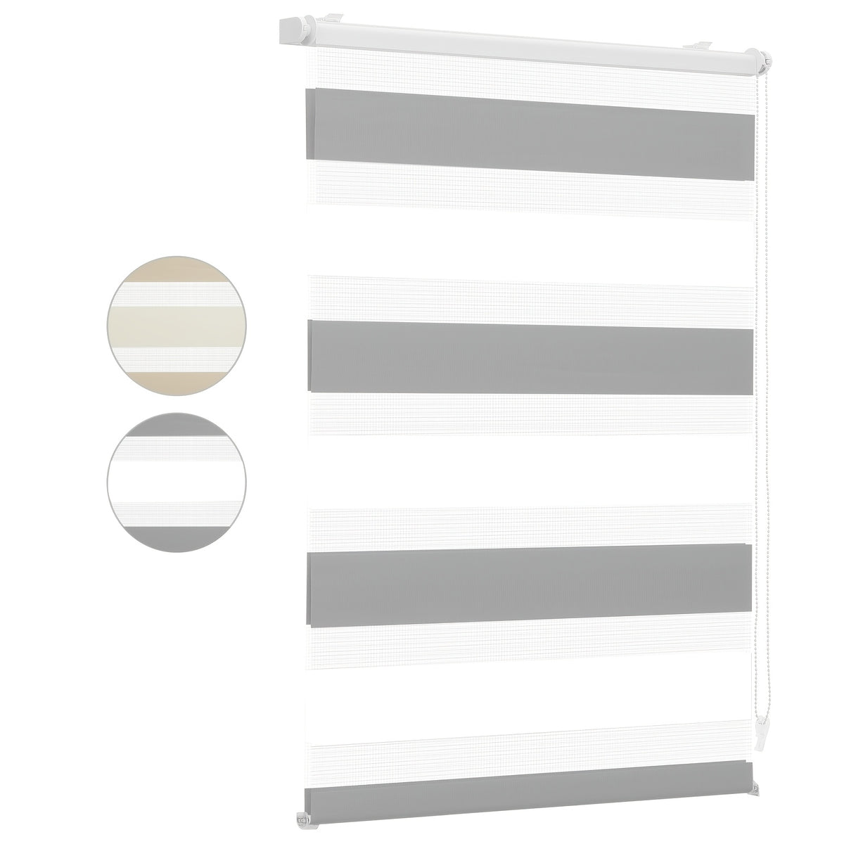 Tende a rullo doppie Sekey, Bianco + Grigio Chiaro per finestre e uso quotidiano – vista dettagliata 11