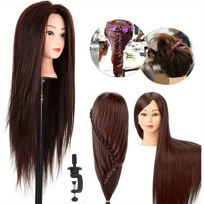 Testa per allenamento parrucchiere, testa da pratica 24" capelli sintetici per officina e fai da te – vista dettagliata 4