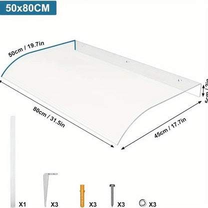 Tettoia moderna trasparente, 50×200 Cm per terrazza e giardino – vista dettagliata 2