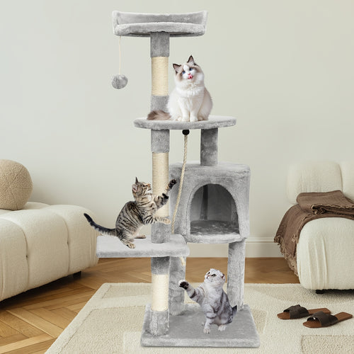Tiragraffi per gatti, 112 cm per tiragraffi - Robusto sisal e pompon in p – vista principale
