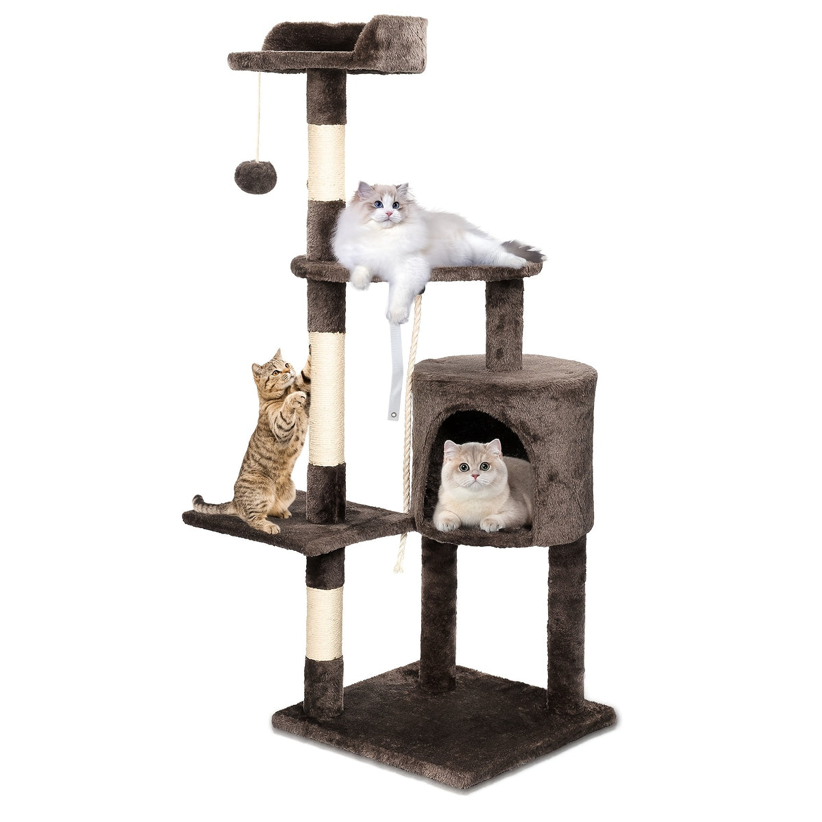 Tiragraffi per gatti, 112 cm per tiragraffi - Robusto sisal e pompon in p – vista dettagliata 5