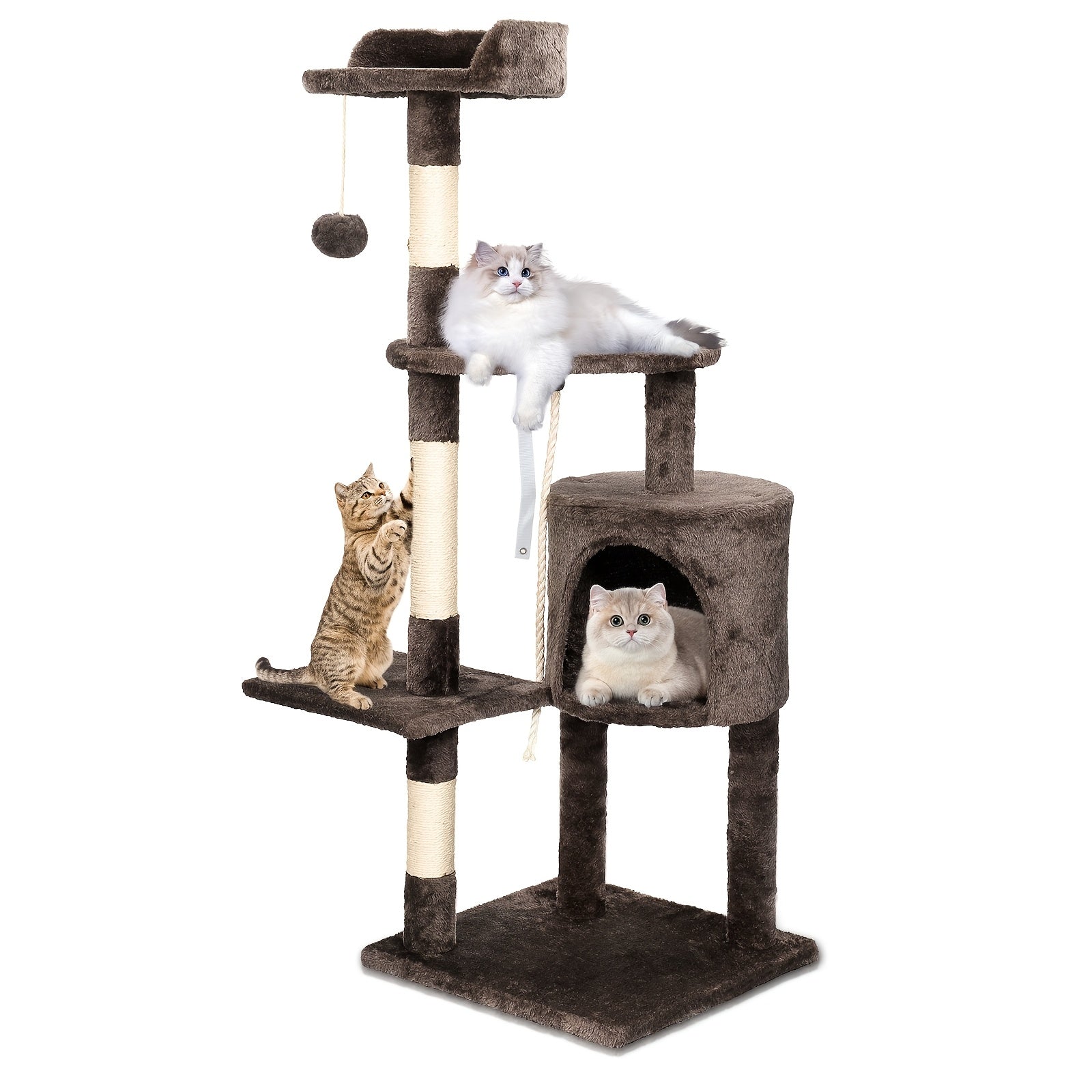 Tiragraffi per gatti, 112 cm per tiragraffi - Robusto sisal e pompon in p – vista dettagliata 5