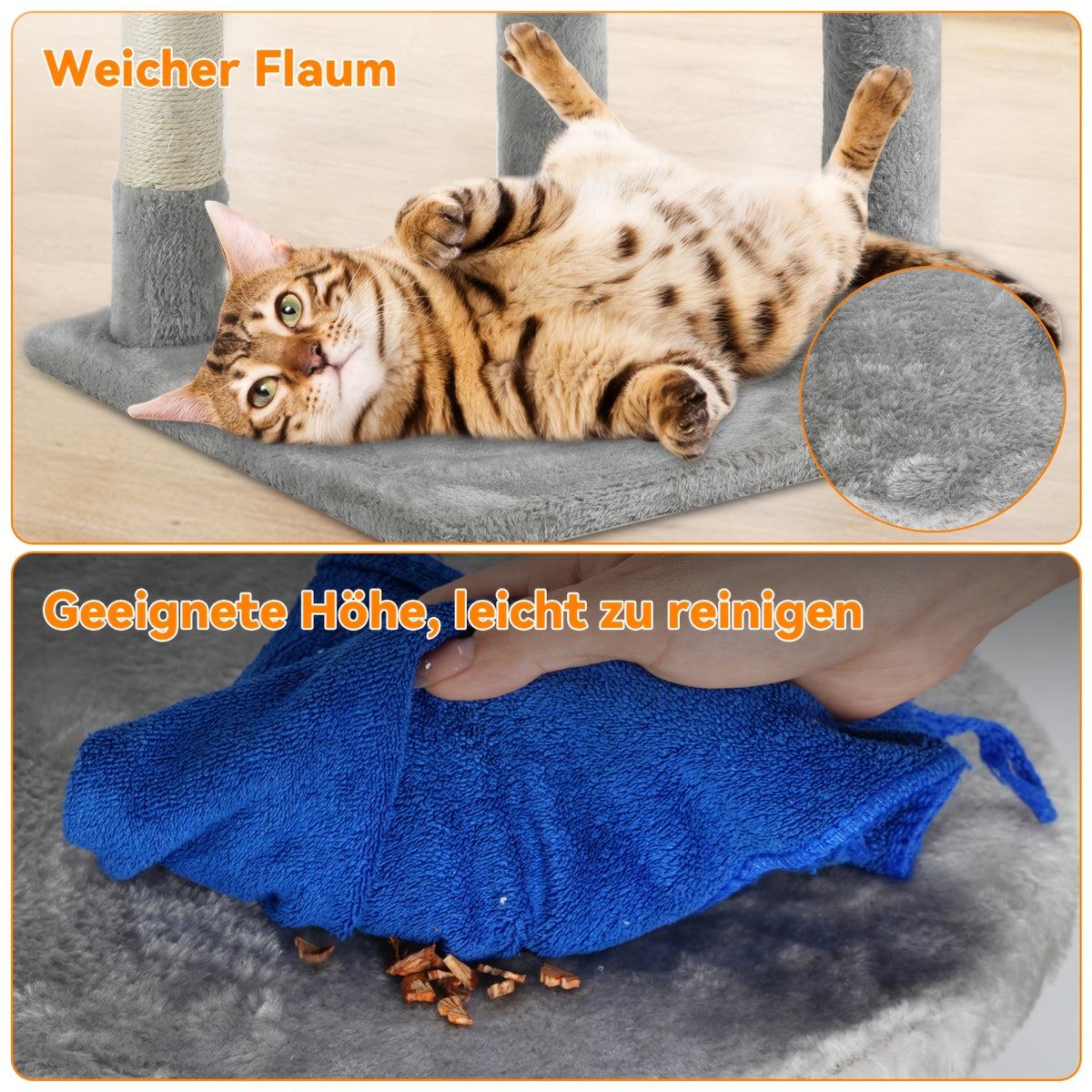 Tiragraffi per gatti, 112 cm per tiragraffi - Robusto sisal e pompon in p – vista dettagliata 8