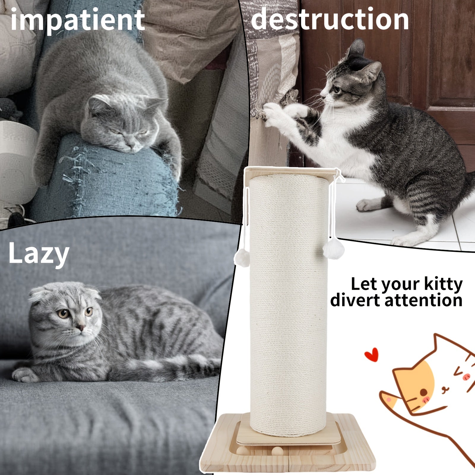 Tiragraffi per gatti, 80 cm per animali e casa – vista dettagliata 5