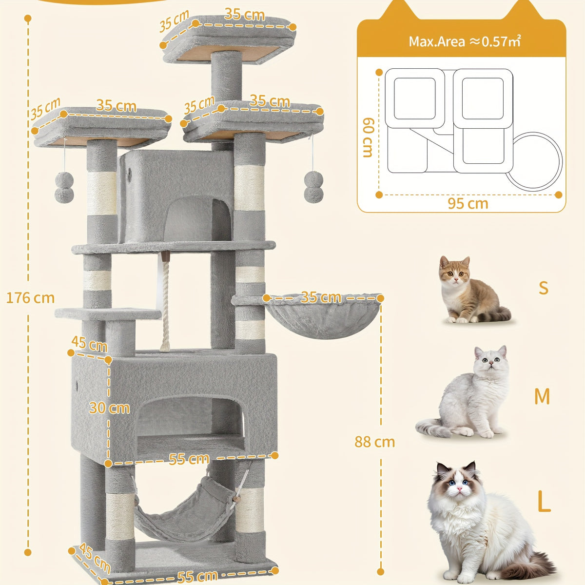 Torre Alta, 176 cm per Gatti e Graffiare – vista dettagliata 2