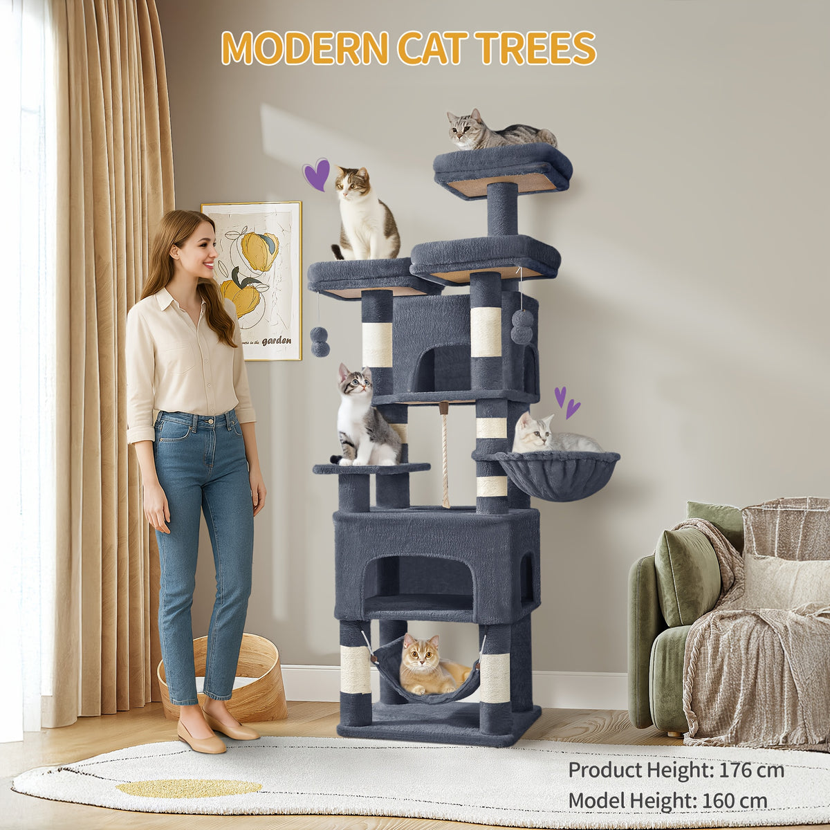 Torre Alta, 176 cm per Gatti e Graffiare – vista dettagliata 4