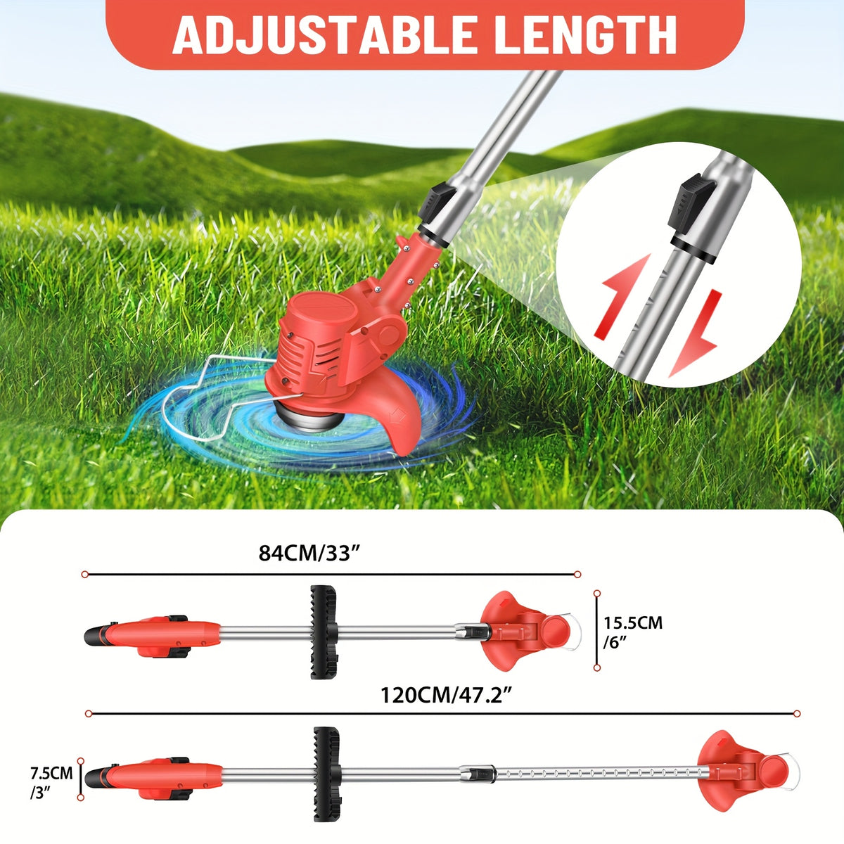 Tosaerba a batteria senza fili, Trimmer+2x Batteria-3 Piegato per giardino e terrazza – vista dettagliata 8