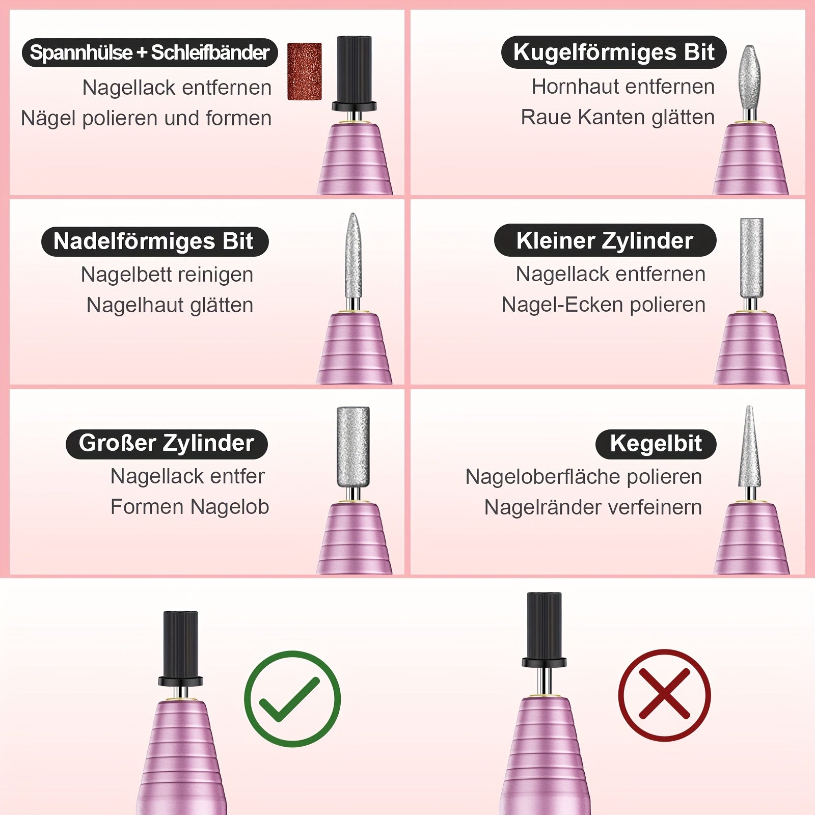Trapano portatile, Rosa per manicure e pedicure – vista dettagliata 2