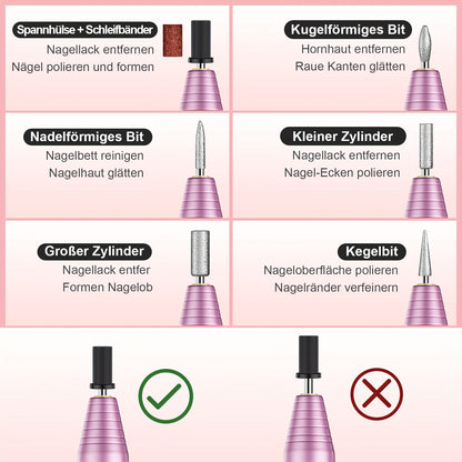 Trapano portatile, Rosa per manicure e pedicure – vista dettagliata 2