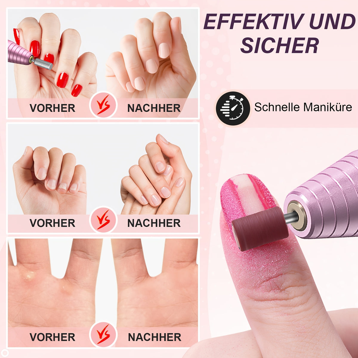 Trapano portatile, Rosa per manicure e pedicure – vista dettagliata 7