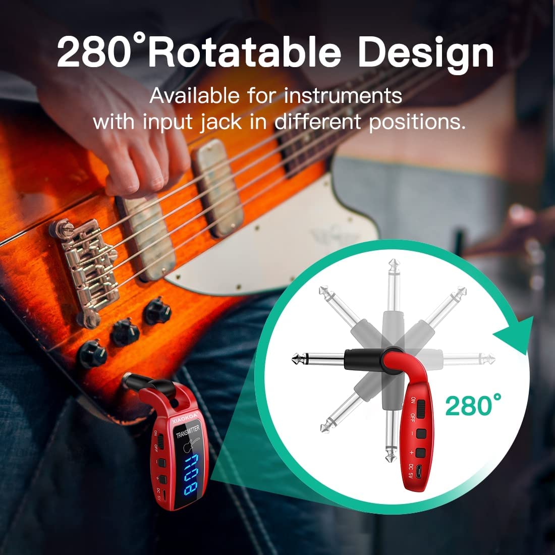 Trasmettitori wireless, Nero per chitarra wireless UHF Trasmettitore e uso quotidiano – vista dettagliata 5