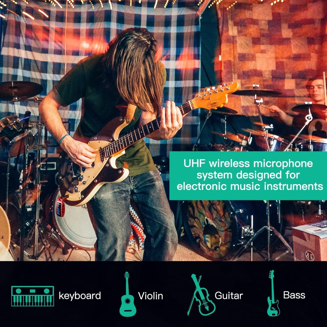 Trasmettitori wireless, Nero per chitarra wireless UHF Trasmettitore e uso quotidiano – vista dettagliata 6