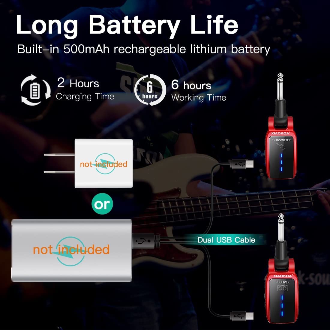 Trasmettitori wireless, Nero per chitarra wireless UHF Trasmettitore e uso quotidiano – vista dettagliata 7