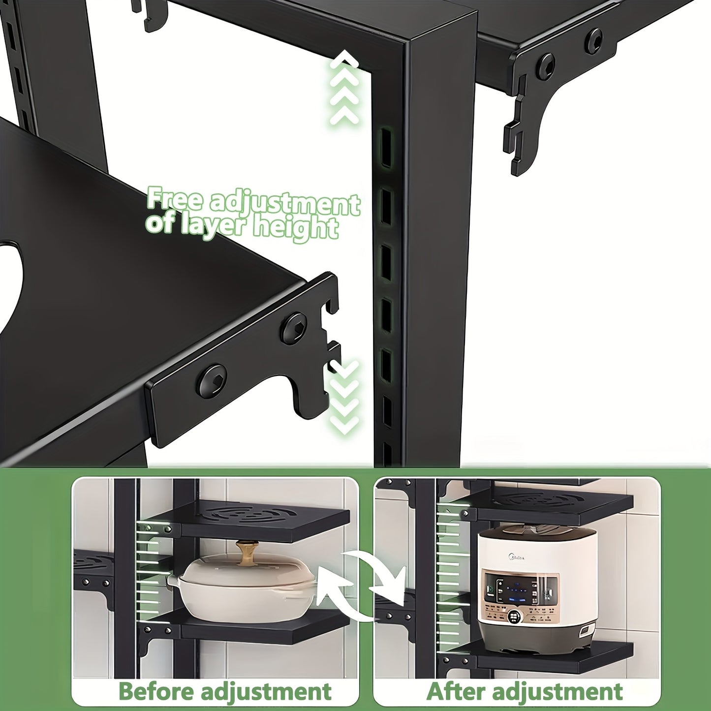 Un robusto porta pentole, Un rack con 4+3 livelli per cucina e zona pranzo – vista dettagliata 5