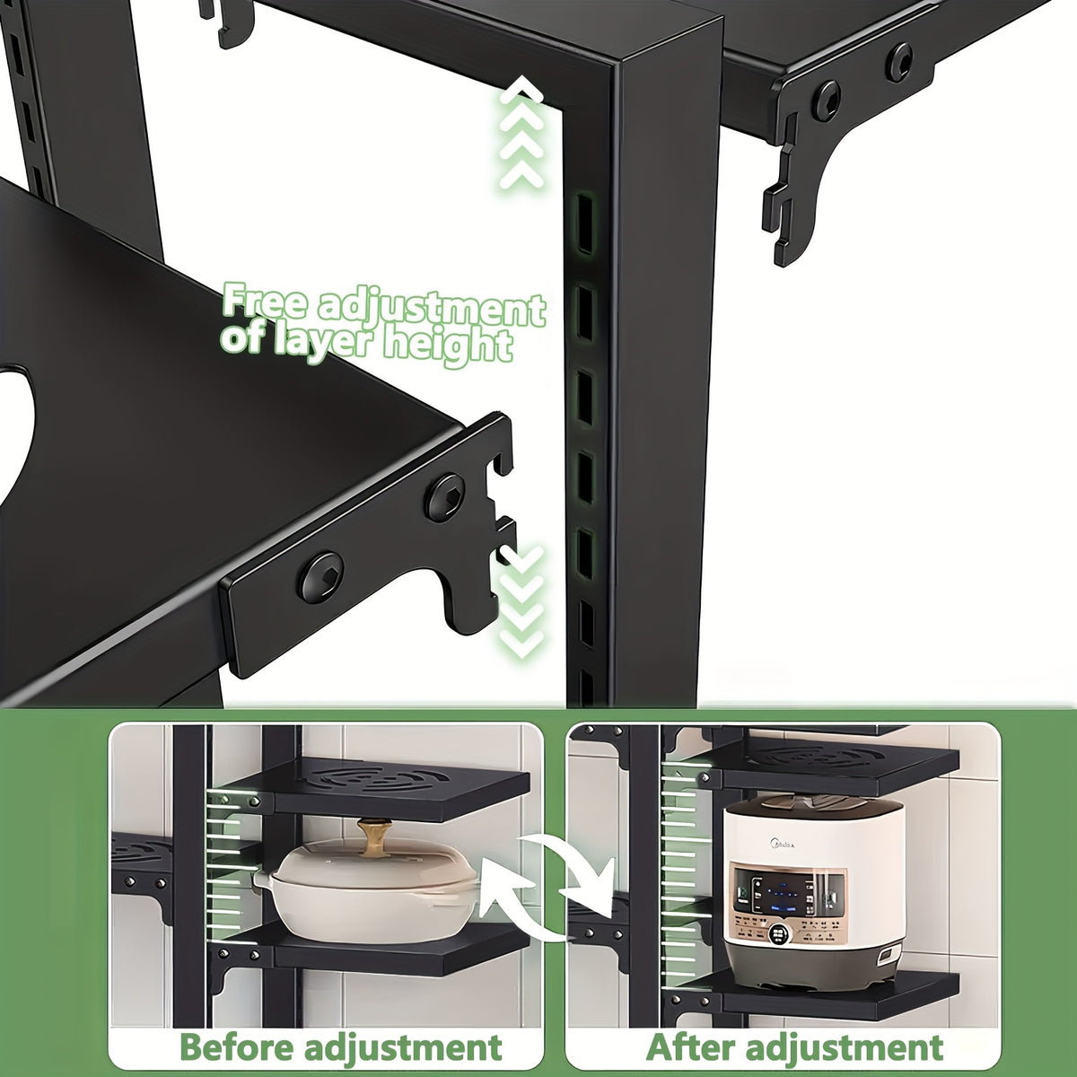 Un robusto porta pentole, Un rack con 4+3 livelli per cucina e zona pranzo – vista dettagliata 5