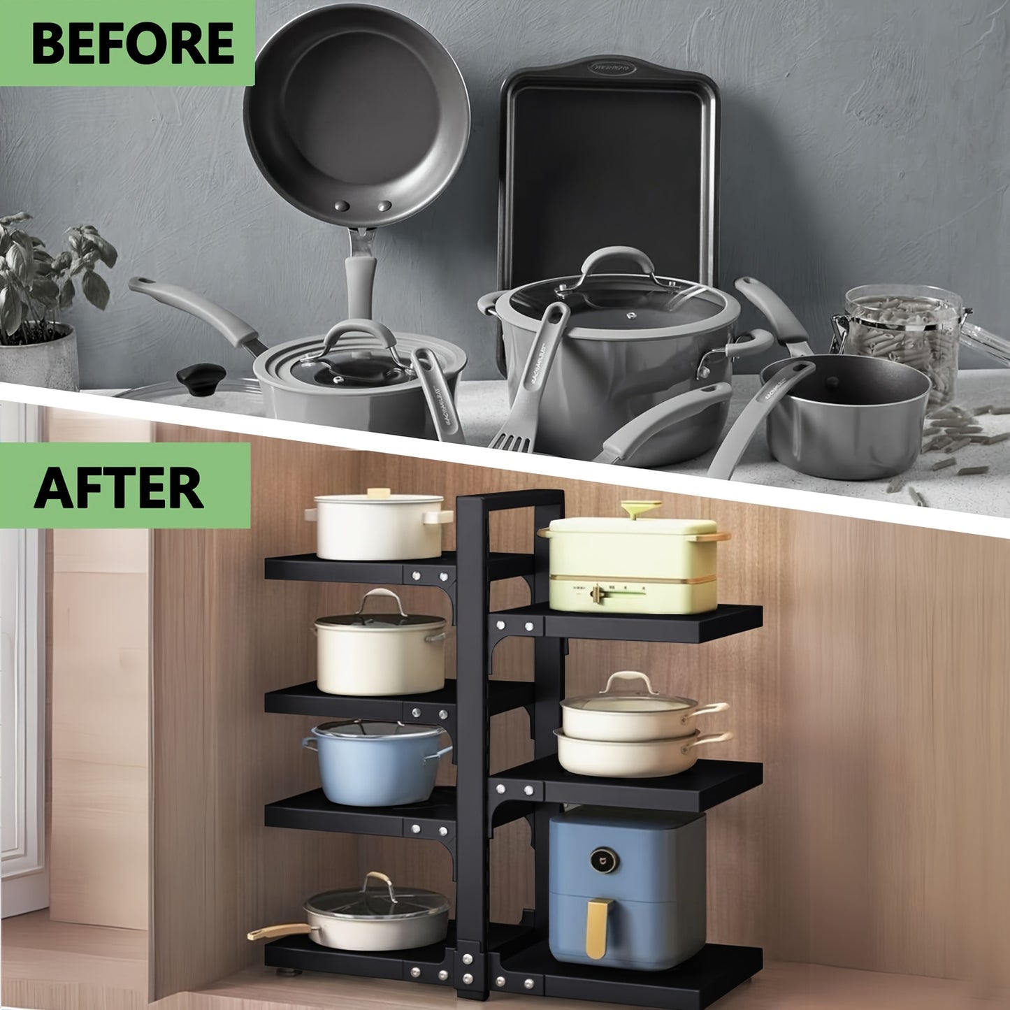 Un robusto porta pentole, Un rack con 4+3 livelli per cucina e zona pranzo – vista dettagliata 8