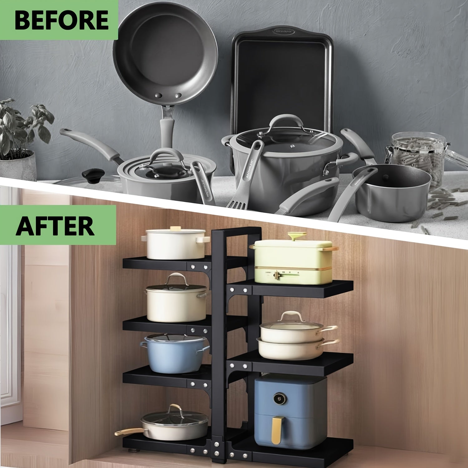Un robusto porta pentole, Un rack con 4+3 livelli per cucina e zona pranzo – vista dettagliata 8