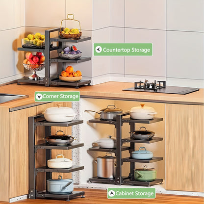 Un robusto porta pentole, Un rack con 4+3 livelli per cucina e zona pranzo – vista dettagliata 9