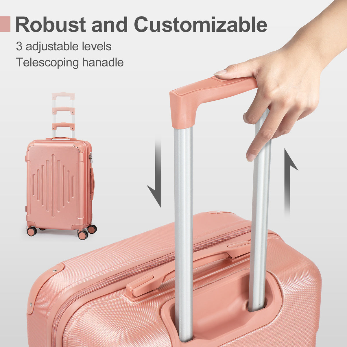 Valigia a Mano ABS Rigida, guscio rigido ABS per Viaggi e uso quotidiano – vista dettagliata 3
