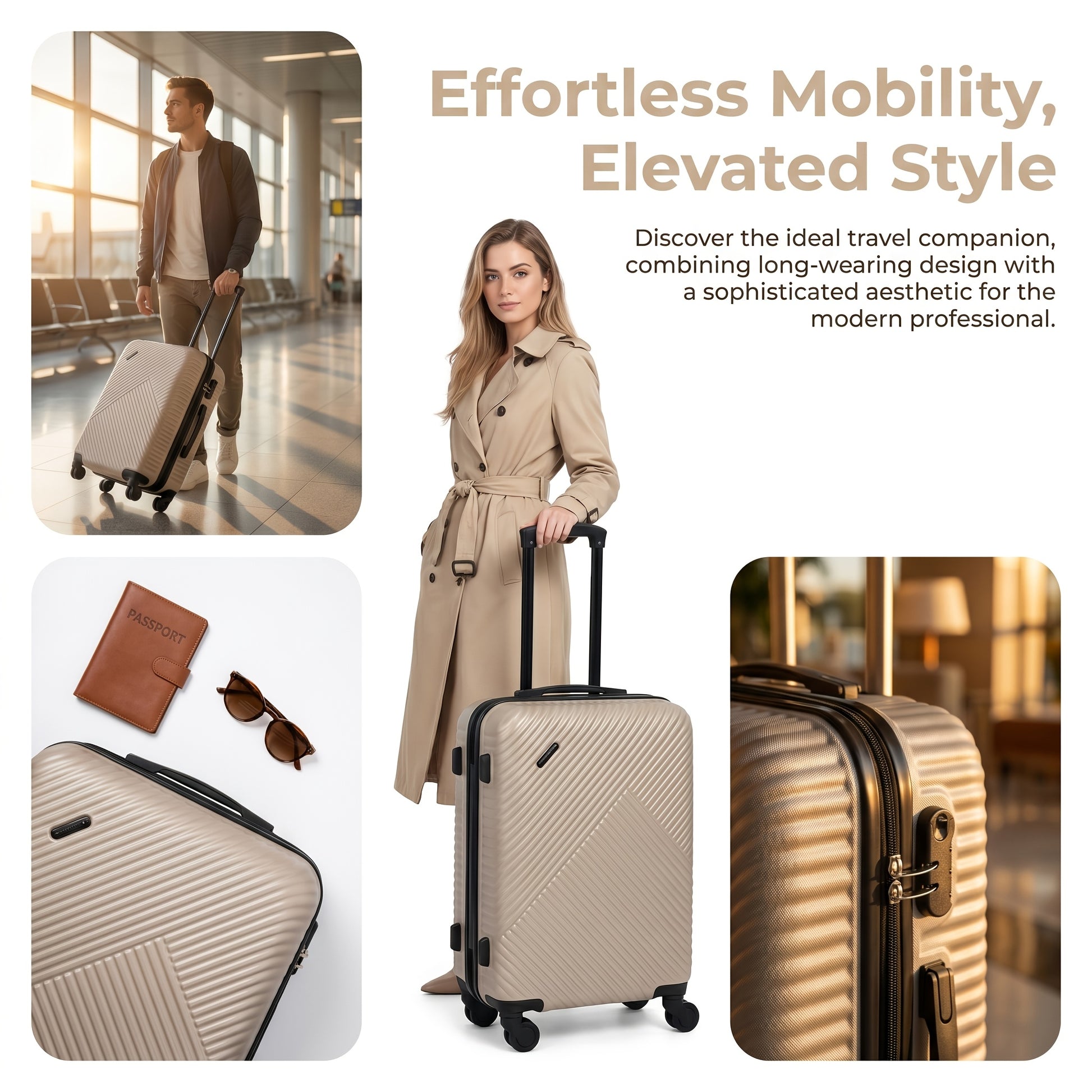 Valigia da viaggio, 3 pezzi (20+24+28) pollici per tempo libero e viaggi – vista dettagliata 9