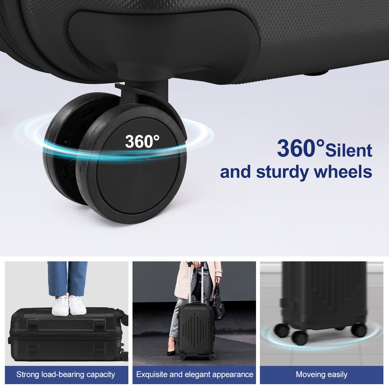 Valigia da viaggio, ruote silenziose a 360° e maniglia resistente per uso quotidiano – vista dettagliata 9