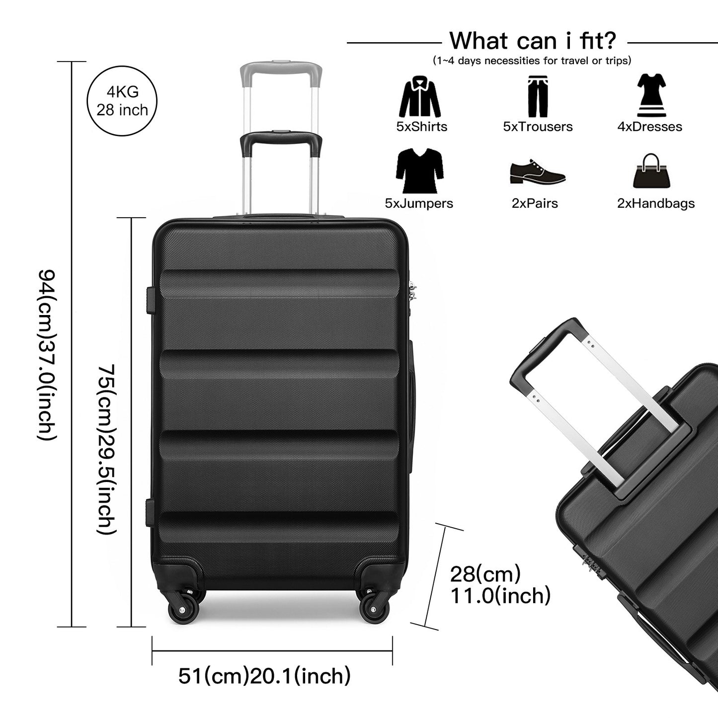 Valigia da viaggio, S (55 cm-33 L) per uso quotidiano – vista dettagliata 11