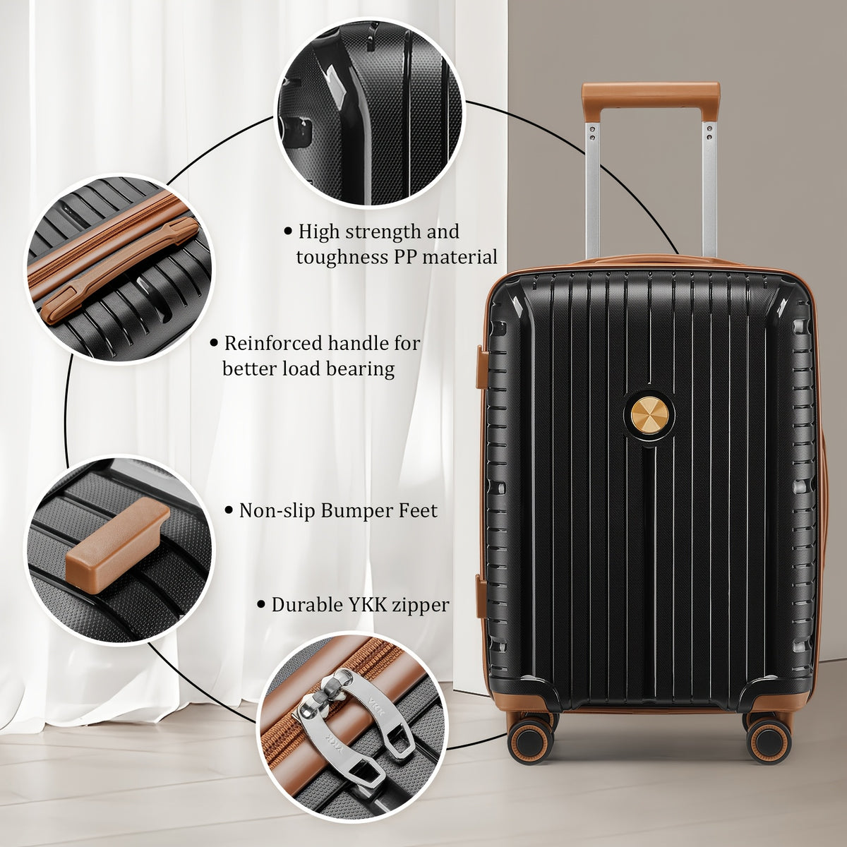 Valigia da viaggio, Set di organizer multipezzo con cinturino nero per uso quotidiano e tempo libero – vista dettagliata 3