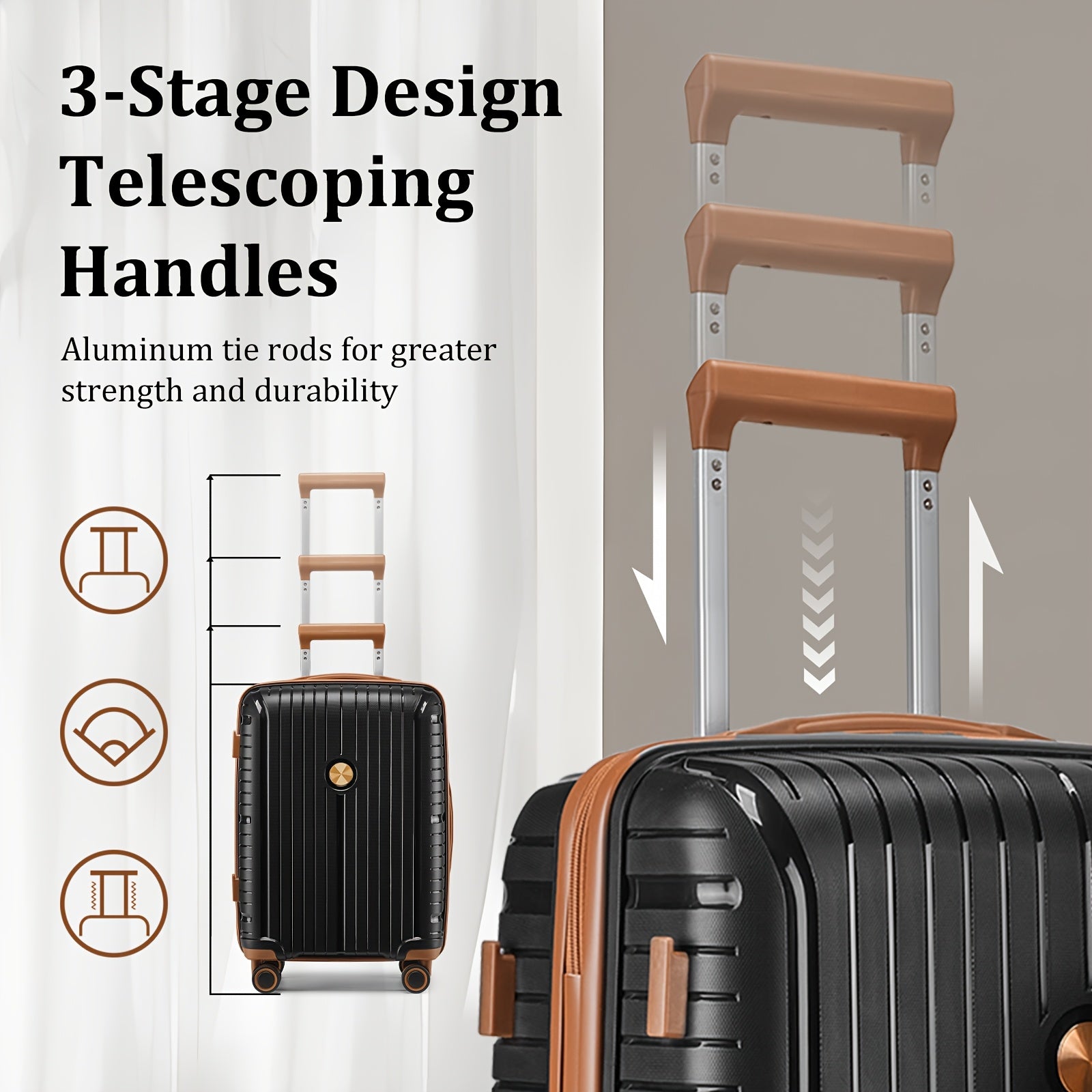 Valigia da viaggio, Set di organizer multipezzo con cinturino nero per uso quotidiano e tempo libero – vista dettagliata 6