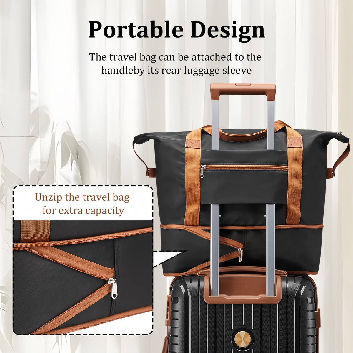 Valigia da viaggio, Set di organizer multipezzo con cinturino nero per uso quotidiano e tempo libero – vista dettagliata 8